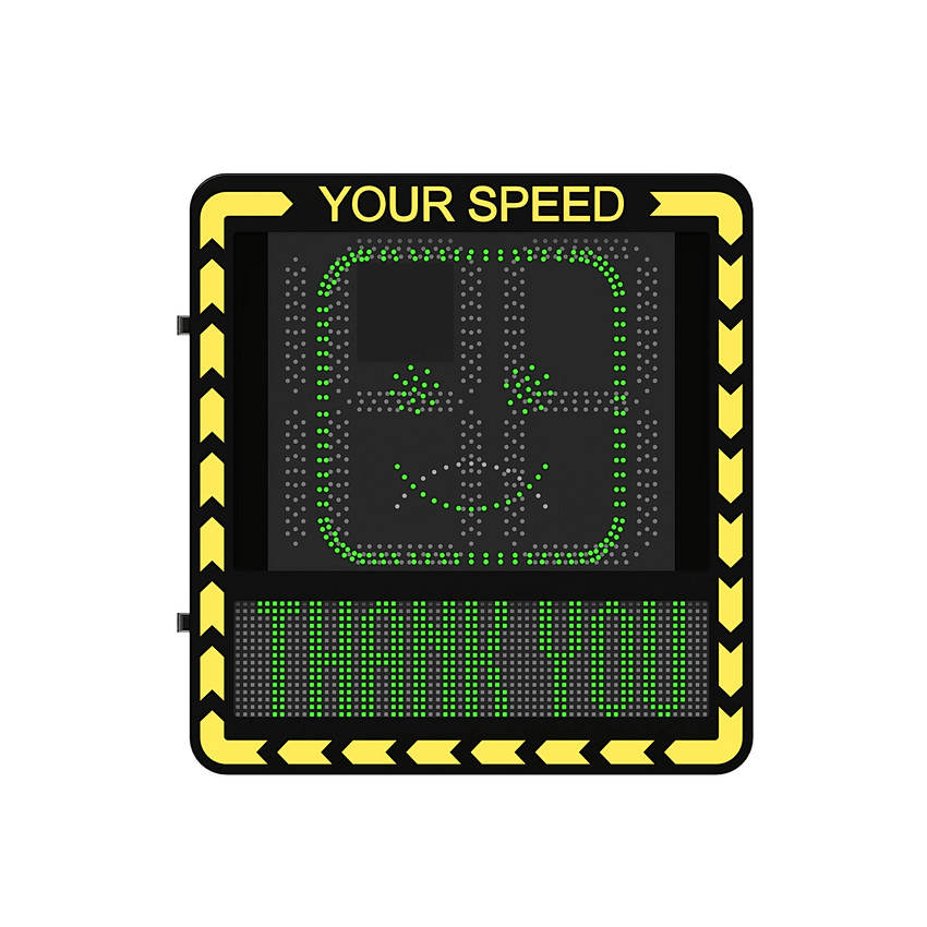 Display LED para Control de Velocidad Exterior / Distancia Visible de 100 m / LED de Alta Luminosidad y Bajo Consumo / Visualización de Velocidad con Código de Colores / IP66 / Conectividad Wi-Fi y Ethernet / Compatible con TCP/IP, HTTP, DHC