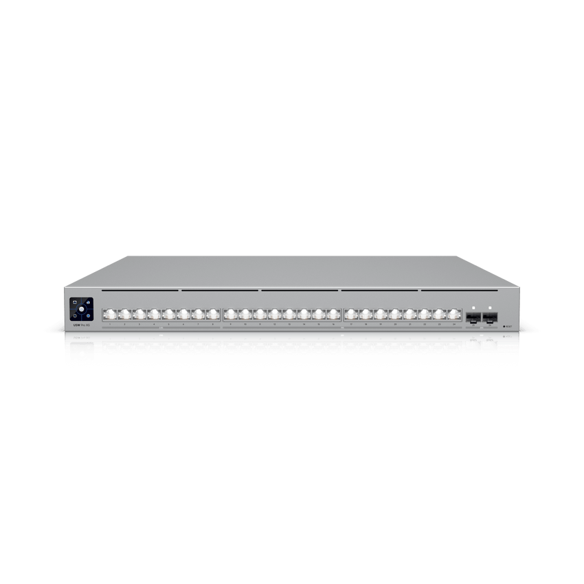UniFi Switch USW-Pro-XG-24 / Capa 3 / 24 puertos  (16 × 10 GbE, 8 × 2,5 GbE) + 2 puertos SFP28 25 G