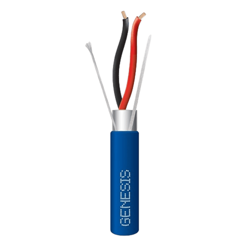Bobina de 305 Metros (1000 Pies) de Cable 2 x 18 AWG / Plenum / BLINDADO / Tipo FPLP, CMP, CL3P / Color Azul / Para Aplicaciones en Sistemas de Seguridad, Audio, Control y otras Aplicaciones
