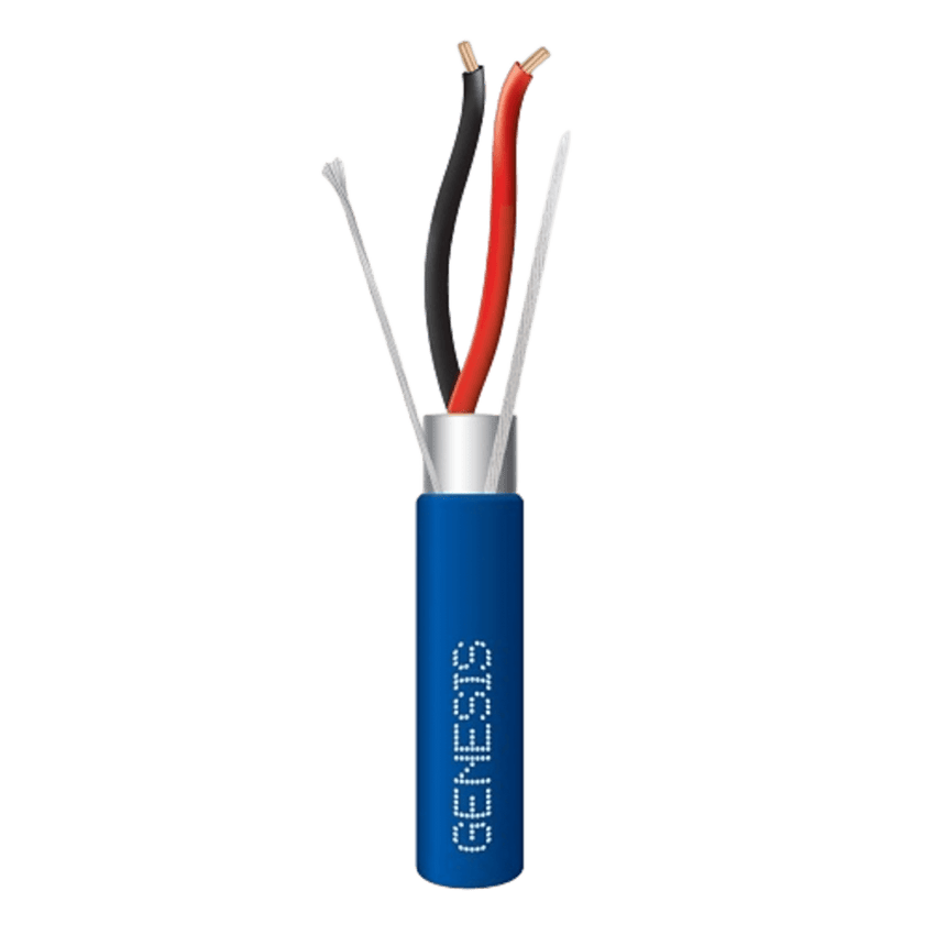 Bobina de 305 Metros (1000 Pies) de Cable 2 x 18 AWG / Plenum / BLINDADO / Tipo FPLP, CMP, CL3P / Color Azul / Para Aplicaciones en Sistemas de Seguridad, Audio, Control y otras Aplicaciones
