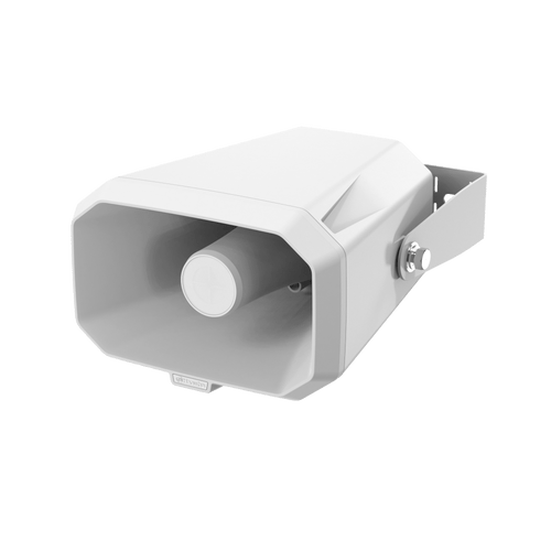 Altavoz IP Tipo Corneta / 10W / PoE+ / E/S de Alarma / Para integración con sistema Hanwha / IP66 / SIP, IPv4, HTTP, DNS, NTP, TCP, UDP, ARP.