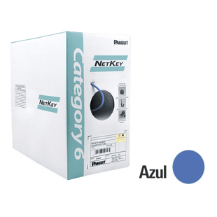 Bobina de Cable UTP 305 Metros (1000 Pies) de Cobre, NetKey, Azul, Categoría 6 (24 AWG), 1000Mbps, Riser (CMR), de 4 Pares