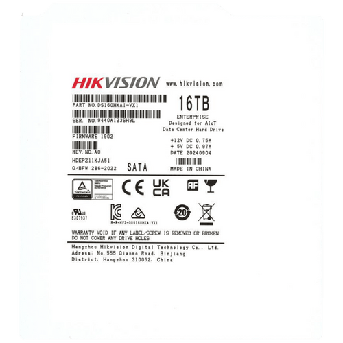 Disco Duro Empresarial / 16 TB / 7200 RPM / Interfaz SATA 6 Gb/s / Búfer de 512 MB / Diseñado para Operación 24/7 / Transferencia de 550 TB por Año