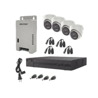 Kit HiLook Audio Bidireccional TurboHD 1080p / DVR Metalico 4 Canales / 4 Cámaras Eyeball (Exterior) con Bocina y Microfóno Integrado / 1 Fuente de Poder / Accesorios
