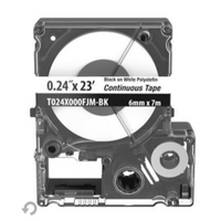 Casete de Etiquetas de Poliolefina de Cinta Continua, Color Negro Sobre Blanco, Uso Interior/Exterior, 5.82 mm de Ancho x 7 Metros de Largo