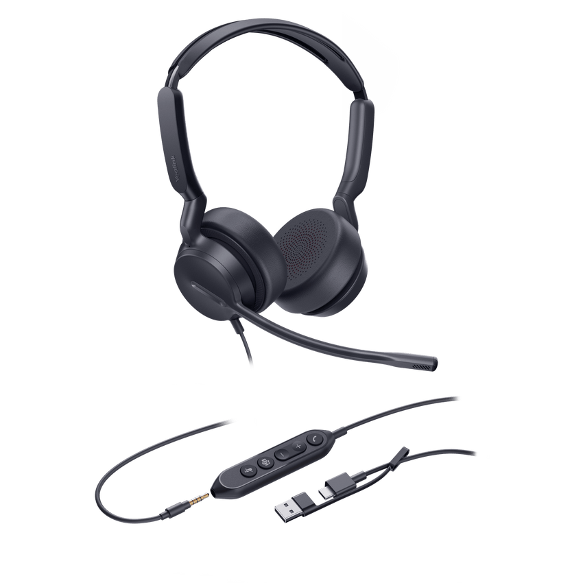 Diadema Alámbrica UH42 SE Dual de Yealink Certificada para Microsoft Teams con USB-C/A