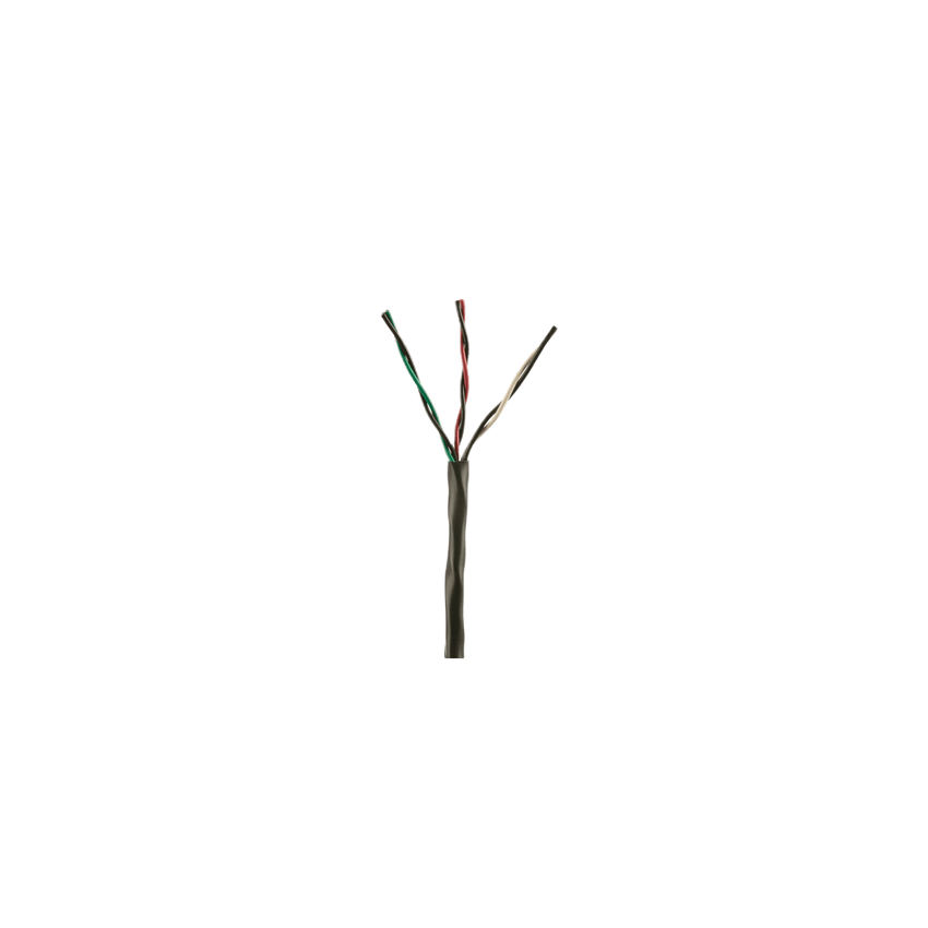 Bobina de Cable de Cobre de 3 Pares Clase 4 Para Sistemas FMPS, 16 AWG, Sin Blindaje, CMR (Riser), Uso Interior/Exterior, Color Negro, Carrete de 609 metros