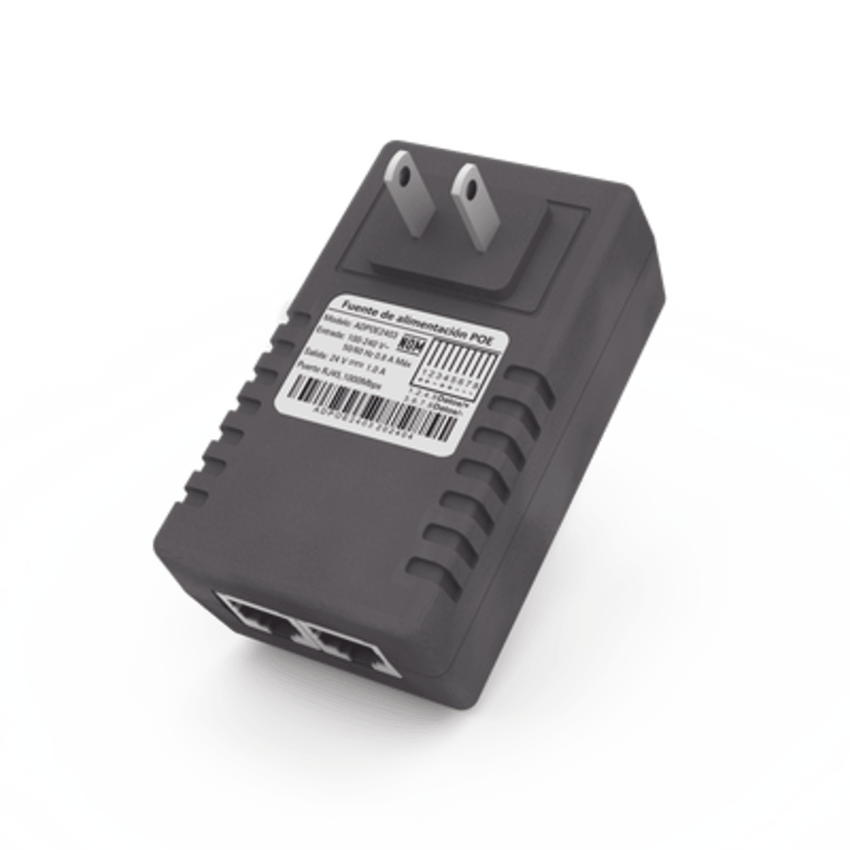 Adaptador de pared / Inyector PoE / 48 Vcc / 0.5 A / Controlado por chip IC / Protección contra OV, OC, SC, UV/  Fácil de instalar