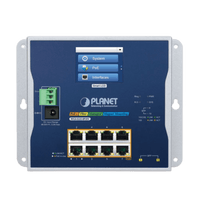 Switch Industrial Flat-Type 8 Puertos Gigabit C/PoE 802.3at, 2 Puertos SFP, LCD