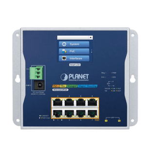 Switch Industrial Flat-Type 8 Puertos Gigabit C/PoE 802.3at, 2 Puertos SFP, LCD