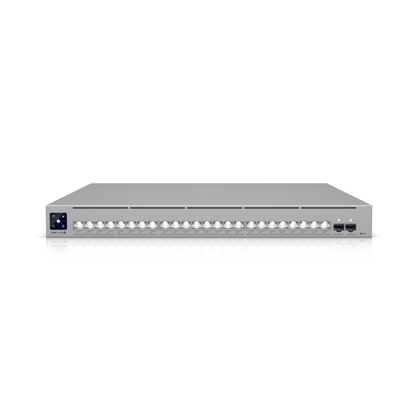 UniFi Switch USW-Pro-XG-24-PoE / Capa 3 / 24 puertos PoE+++ (16 × 10 GbE, 8 × 2,5 GbE) + 2 puertos SFP28 25 G / 720 W PoE total