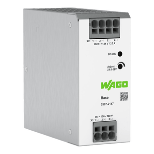 Fuente de Alimentación Monofásica / 24V DC 20A / 480W / Conexión Push-in / Autorrefrigeración / IP20 / MTBF >1,000,000h