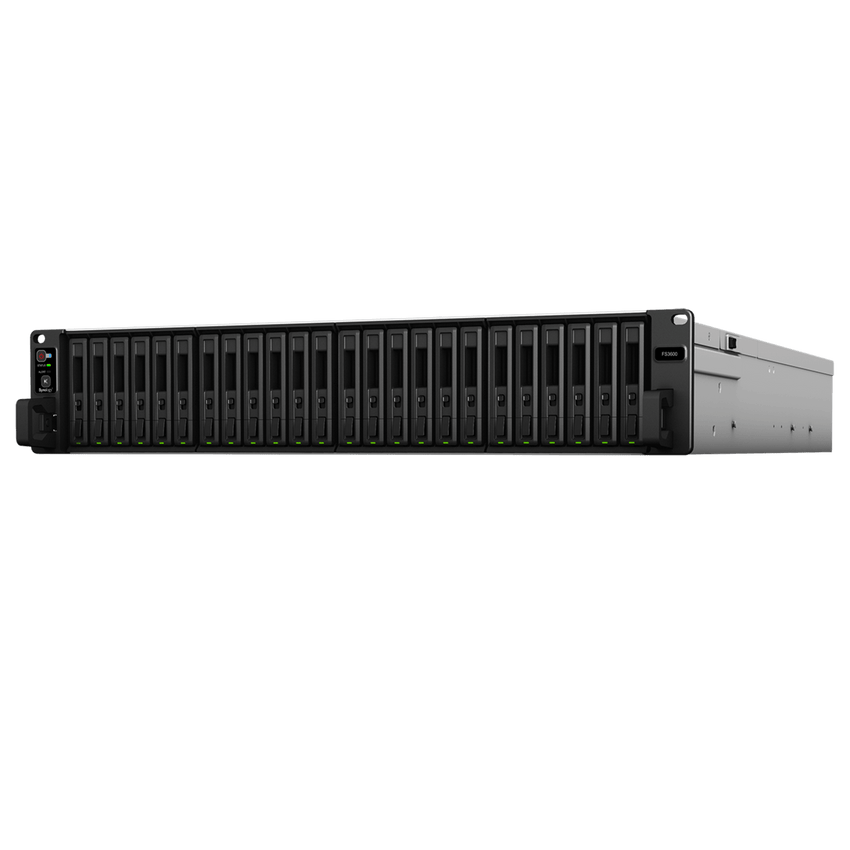 NAS Todo Flash FlashStation FS3600 | 24 Receptáculos | Intel Xeon D-1567 12 Núcleos | 16 GB RAM (Ampliable a 128 GB) | 195,000 IOPS Escritura Aleatoria iSCSI 4K | 10 GbE | Compatible con Virtualización | Protección de Datos Int
