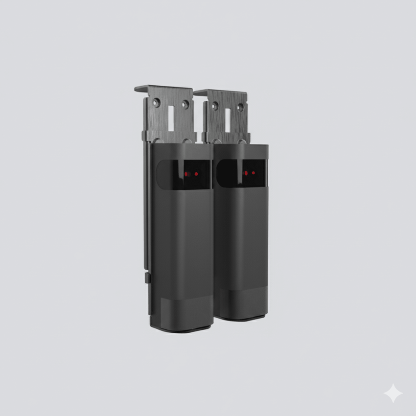 Haz Infrarrojo Inalámbrico ACCESS-PHW / Transmisor y Receptor Photo Beam / Triple Frecuencia 409-458 MHz / Alcance 20 Metros / Batería Litio 2300mAh / IP54 / Ajuste Angular -90° a +90° / Compatible Puertas Seccionales, Enrollables, C