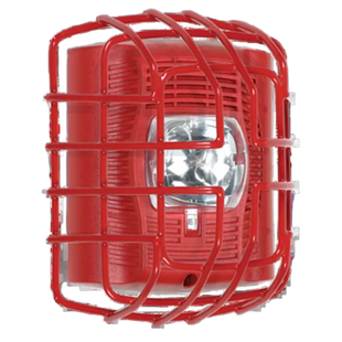 Protector De Rejilla Anti Vandalismo Y Golpes Accidentales, Color Rojo, Para Sirenas/Estrobos/Bocinas System Sensor, Montaje a Ras, 7.40"Altox6.15"Anchox3.39"Profundidad