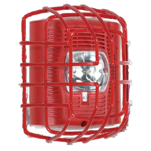 Protector De Rejilla Anti Vandalismo Y Golpes Accidentales, Color Rojo, Para Sirenas/Estrobos/Bocinas System Sensor, Montaje a Ras, 7.40"Altox6.15"Anchox3.39"Profundidad