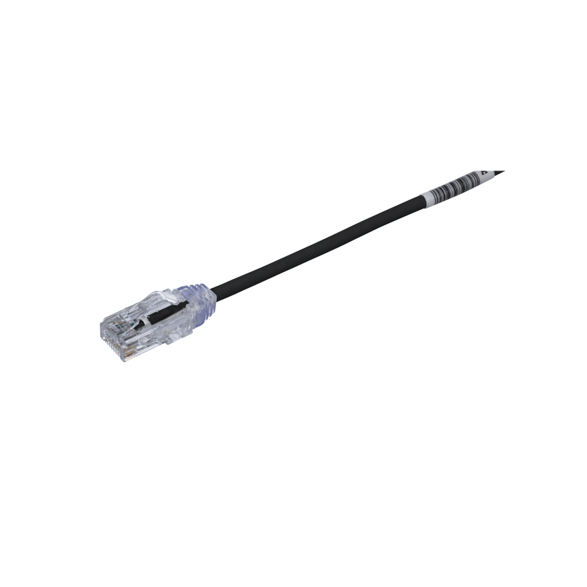 Cable de Parcheo UTP Cat6A, CM/LSZH, Diámetro Reducido (28AWG), Color Negro, 0.30 Metros (1 Pie)