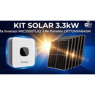 Kit Solar Interconexion  / 3kW  220Vca / Inversor GROWATT/ Montaje Incluido