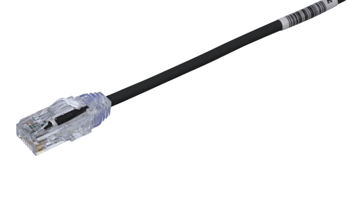 Cable de Parcheo TX6, UTP Cat6, Diámetro Reducido (28AWG), Color Negro, 16.76 Metros (55 Pies)
