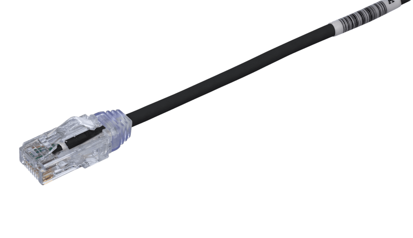 Cable de Parcheo TX6, UTP Cat6, Diámetro Reducido (28AWG), Color Negro, 16.76 Metros (55 Pies)