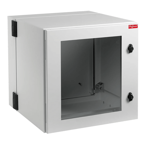 Gabinete Industrial ProTek de 8 UR Puerta con Ventana de 434 x 600 x 380 mm, Protección NEMA Tipo 12; IP55; IK10, Abatible, Fabricado en Acero, Color Gris Claro