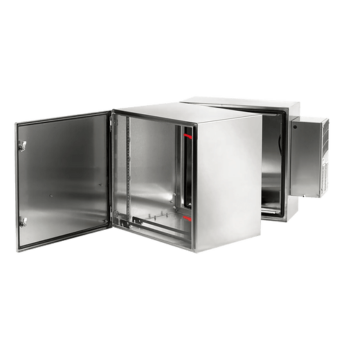 Gabinete de Pared ProTek / Bisagra Doble / AC Tipo 4 4X 12 / Acero Inoxidable 304 / 12U / 621 mm (24.4 in) Alto x 600 mm (23.6 in) Ancho x 789 mm (31.1 in) Fondo / Cepillado #3 / Montaje en Rack 19 pulgadas
