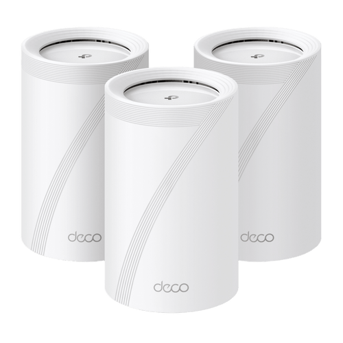 KIT 3 Routers Inalámbrico MESH Interior para Hogar / Triple Banda Wi-Fi 7 BE9300 Mbps / 2 Puerto 2.5 Gigabit WAN/LAN / 4 Antenas Internas / Operación Multi-Link MLO / Administración Mediante la App Deco (iOS, Android) / HomeShield