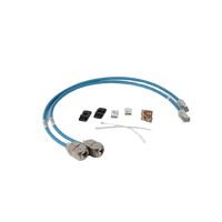 2 Cables In-Line Para Conexión en Campo de Jack a Plug RJ45 Cat6A / Blindado S/FTP / Patch Cord Azul 0.5 m / Ideal para Access Point, Cámaras IP y Gabinetes con Espacios Reducidos / CM/LSOH-1 / 28 AWG / Compatible con PoE / 2 Piezas