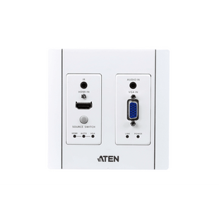 Transmisor HDBaseT | HDMI y VGA | Placa de Pared US / PoH (4K a 100 m) | (HDBaseT Class A) (PoH PD)