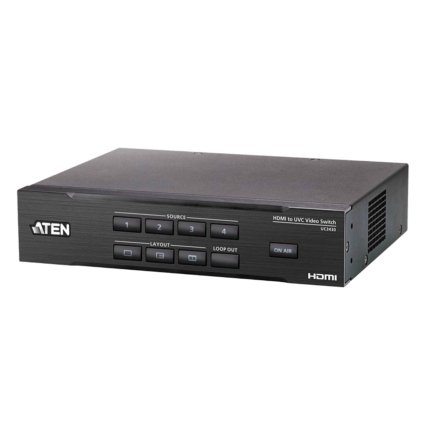 Switcher HDMI a USB 4 Entradas | 4K@60 | USB-C Streaming | Audio Mixer | PiP/Chroma | Control App