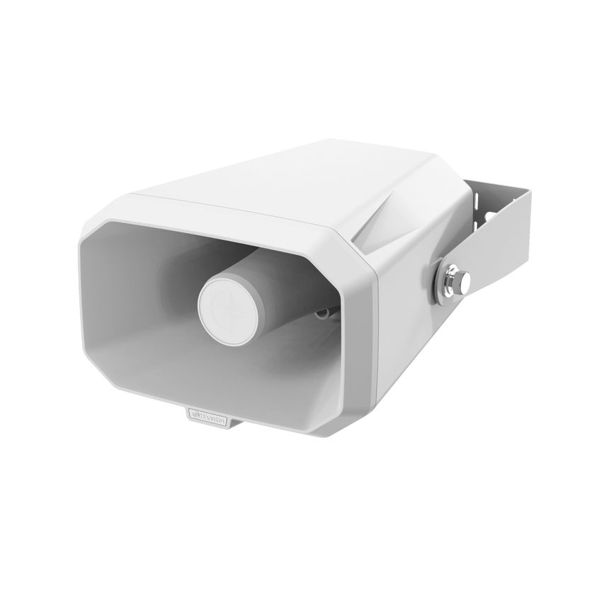 Altavoz IP Tipo Corneta / 10W / PoE+ / E/S de Alarma / Para integración con sistema Hanwha / IP66 / SIP, IPv4, HTTP, DNS, NTP, TCP, UDP, ARP.