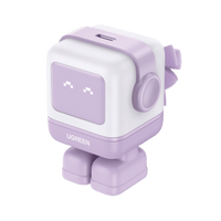 Cargador Mini GaNRobot 30W serie UNO | 1 USB-C de Carga Rápida | Tecnología GaN II | Multiprotocolo PD/QC/SCP/FCA | Carga Inteligente | Pantalla LED | Zapato Magnético Extraíble | Thermal Guard | Color Lila.