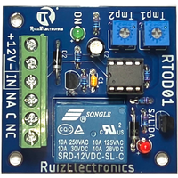 Tarjeta Temporizadora RTOD01 / Retardo 0-60 segundos / Duración 0-60 segundos / Alimentación 12VDC / Salida Relevador NA-NC-C / Indicadores LED