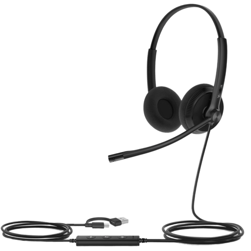 Diadema Alambrica Yealink UH34 Lite Dual USB-C/A con Almohadillas de Esponja y Compatibilidad UC Multiplataforma