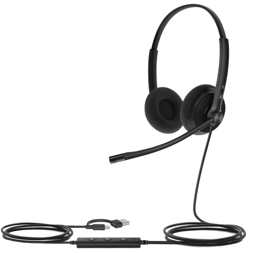 Diadema Alambrica Yealink UH34 Lite Dual USB-C/A con Almohadillas de Esponja y Compatibilidad UC Multiplataforma
