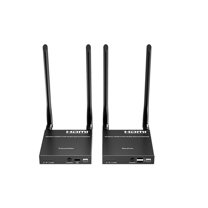 Extensor Inalámbrico HDMI| Con KVM | 4K@60Hz 4096x2160 | Tecnología ipcolor | Banda 5G 5.18-5.24 GHz | Distancia 50 m | Conexión de Hasta 1 a 4