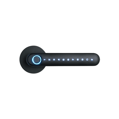 Cerradura de Palanca Inteligente / Entrada Sin Llave / Huella Dactilar + Código + Tarjeta / BLE 5.0 / App NGTeco Home / 100 Usuarios / Aleación de Aluminio Negro / Para Puertas 30-60 mm