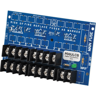 Módulo de Distribución de Energía UL PD8ULCB / 8 Salidas Clase 2 PTC Protegidas / Entrada 12-24VDC o 24-28VAC / Auto-resetable / Montaje Incluido / Garantía de Por Vida