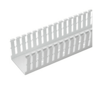 Canaleta Ranurada Angosta de PVC Sin tapa, Tipo F, 32 mm de Ancho, 79.4 mm de Alto y 1.8 m de Largo, Color Blanco