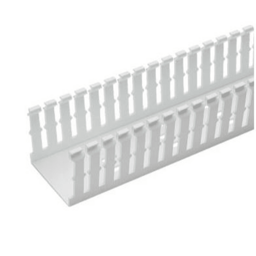 Canaleta Ranurada Angosta de PVC Sin tapa, Tipo F, 32 mm de Ancho, 79.4 mm de Alto y 1.8 m de Largo, Color Blanco