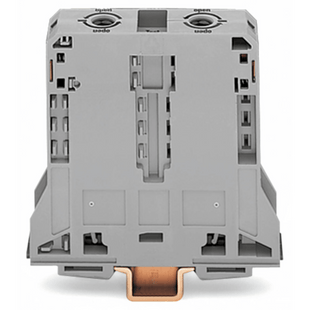 Borna de Paso para Corrientes Elevadas, 95 mm², POWER CAGE CLAMP, 2 Puntos de Conexión, 232 A, 1000 V, Montaje Carril DIN 35x15, Gris
