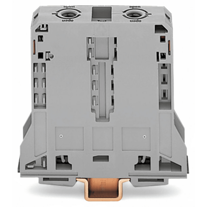 Borna de Paso para Corrientes Elevadas, 95 mm², POWER CAGE CLAMP, 2 Puntos de Conexión, 232 A, 1000 V, Montaje Carril DIN 35x15, Gris