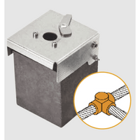 Molde de grafito horizontal unión en T horizontal de cable 1/0 AWG (pasante) con cable 1/0 AWG (terminal).