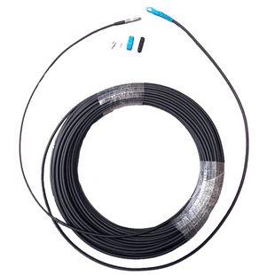 Rollo de Fibra Óptica Drop Redonda G657A2 Monomodo Simplex de 200 Metros con Conectores SC/UPC-SC/UPC para Instalaciones Aéreas o a la Intemperie