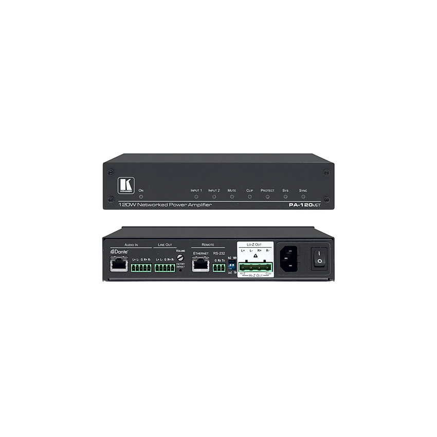 Amplificador de Potencia | 120W | Dante | DSP Integrado | Hi-Z 70V-100V | Lo-Z 4&Omega;-8&Omega; | RS-232 | Control IP