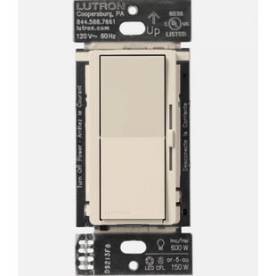 (Caseta Wireless) Atenuador de pared. Aumenta/Disminuye Intensidad de Iluminación.  No requiere cable neutro. 150W LED / 600W INC/HAL