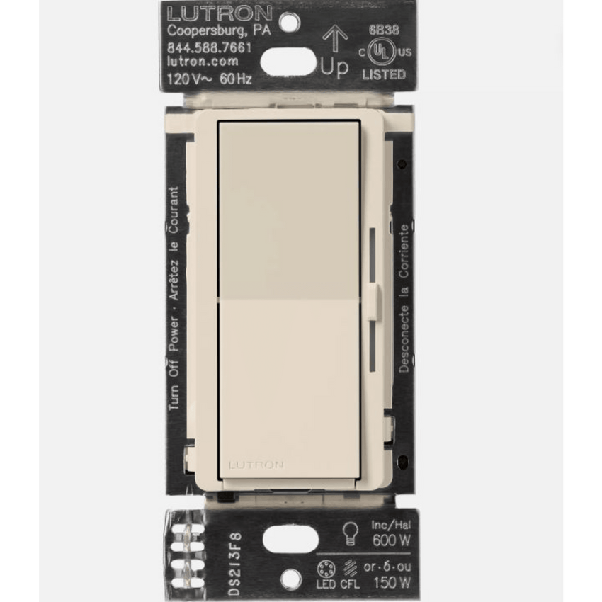 (Caseta Wireless) Atenuador de pared. Aumenta/Disminuye Intensidad de Iluminación.  No requiere cable neutro. 150W LED / 600W INC/HAL
