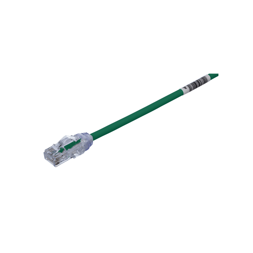 Cable de Parcheo UTP Cat6A, CM/LSZH, Diámetro Reducido (28AWG), Color Verde, 6.1 Metros (20 Pies)
