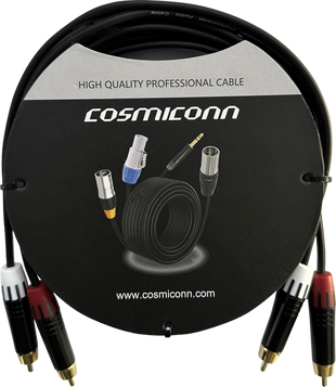 Cable 2 RCA x 2 RCA, conectores negros, con diferenciador de blanco y rojo (2x MT380-RD - 2x MT380-WH), length 3m