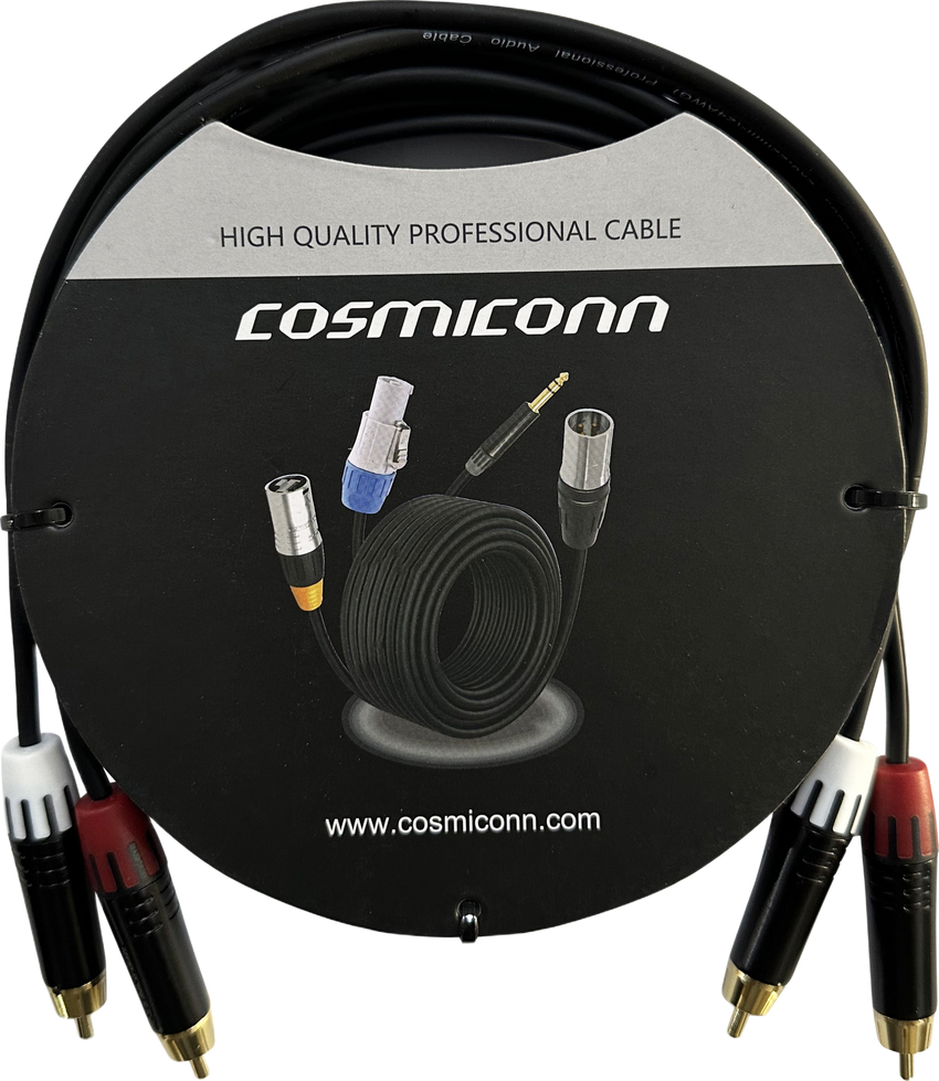 Cable 2 RCA x 2 RCA, conectores negros, con diferenciador de blanco y rojo (2x MT380-RD - 2x MT380-WH), length 3m